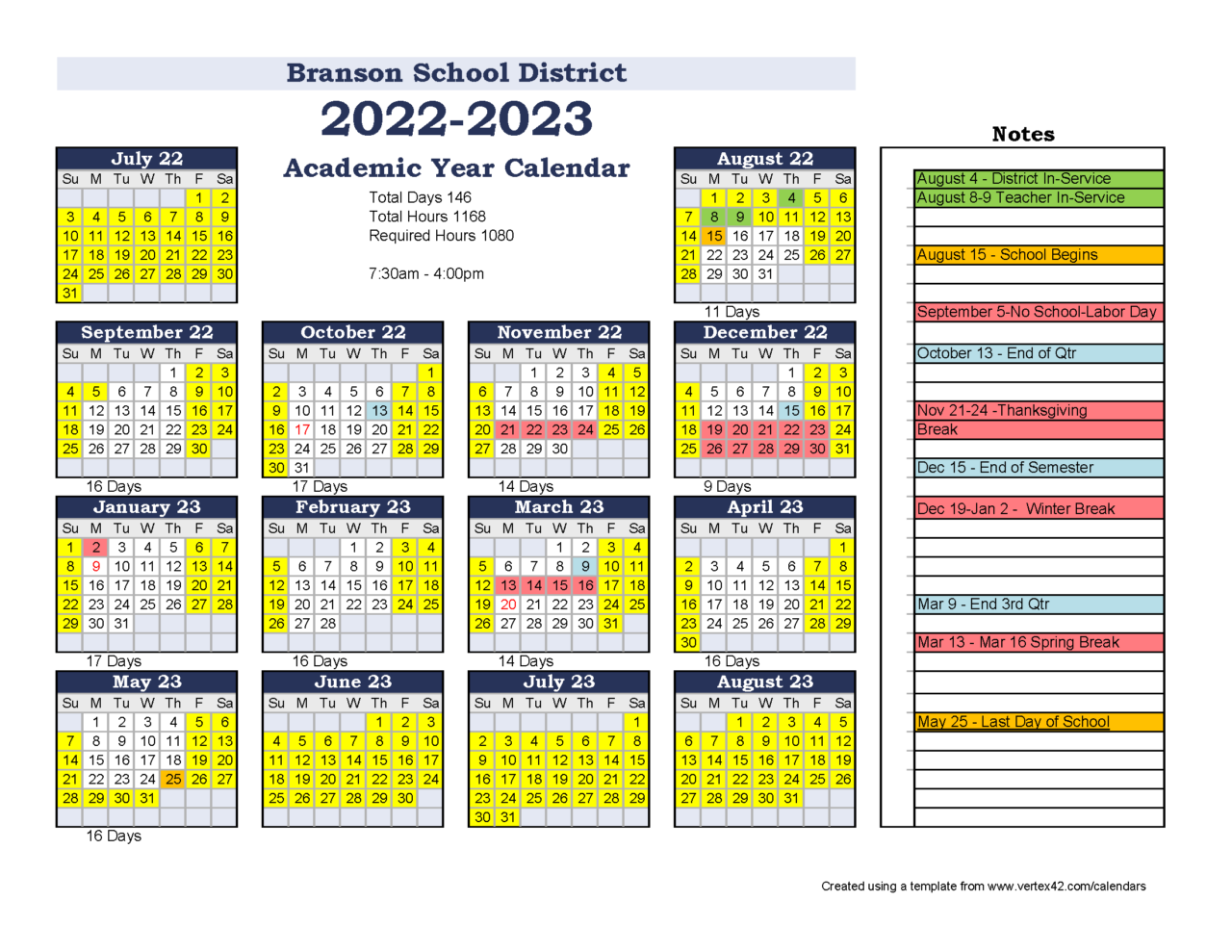 District Calendar Branson Bearcats