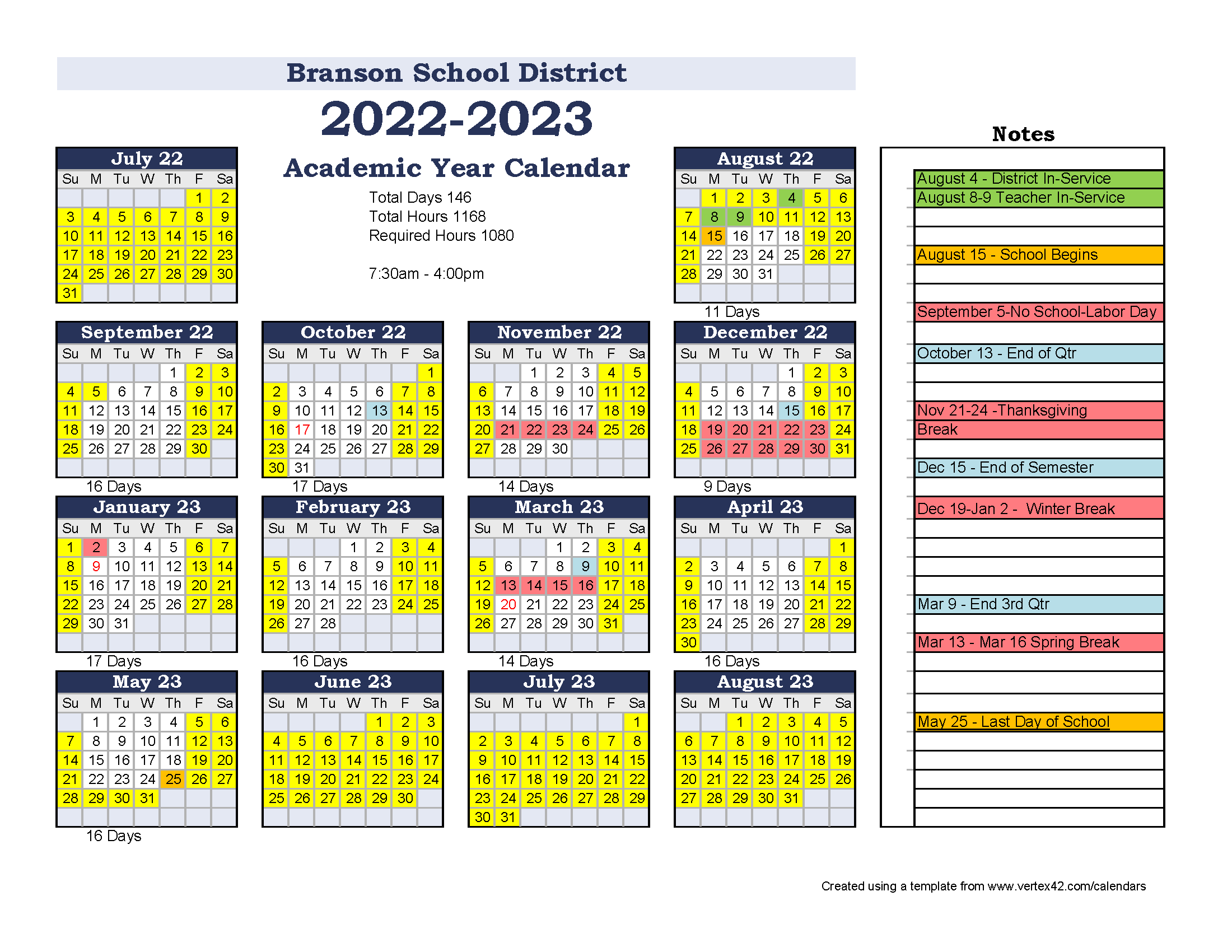 Branson School District Calendar 20242025